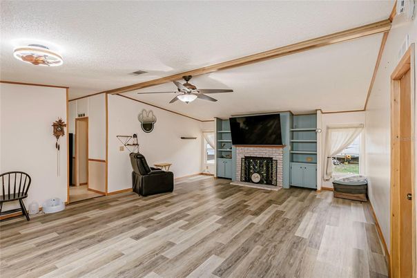 Empty room, Fireplace, Interior, Wood Texture Flooring