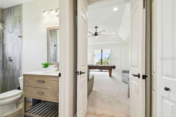 Bathroom, Billiard Table, Game Room, Interior, Recessed Lighting
