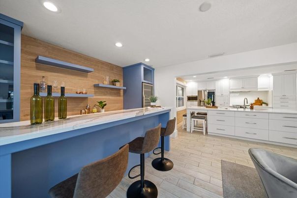Interior, Kitchen, Recessed Lighting, Wood Texture Flooring
