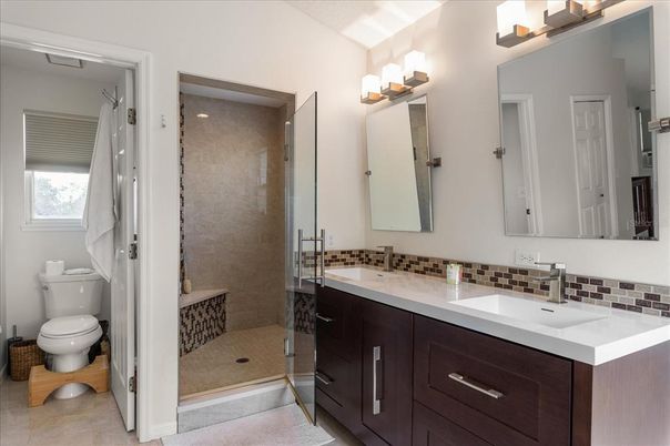 Bathroom, Dual Sink Vanities, Glass Shower, Interior