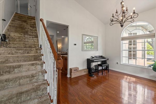 Chandelier, Interior, Piano, Wood Texture Flooring