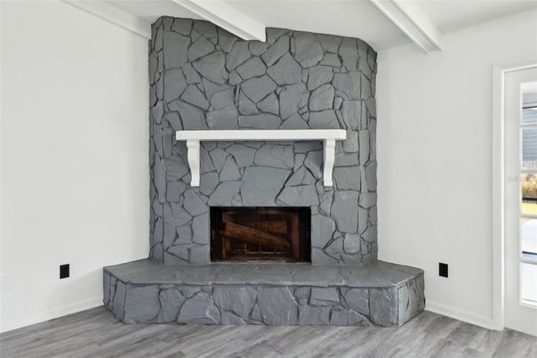 Fireplace, Interior, Stone Walls, Wood Texture Flooring