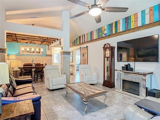 Dining room, Fireplace, Interior, Living room, Wooden Beams