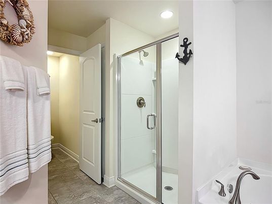 Bathroom, Glass Shower, Interior, Recessed Lighting