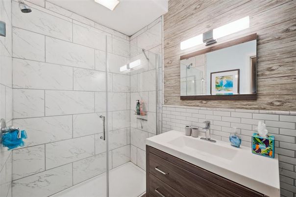 Bathroom, Glass Shower, Interior, Marble Walls