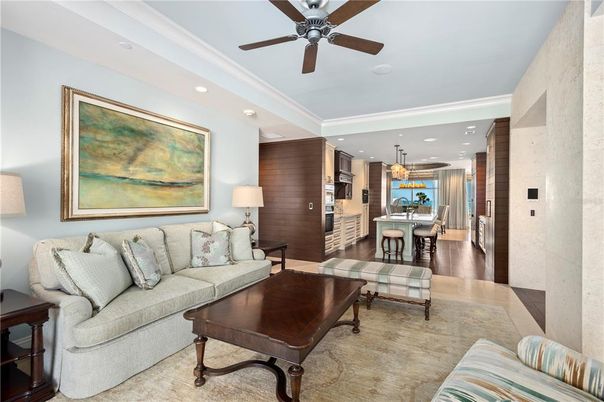 Dining room, Interior, Kitchen, Living room, Pendant Lights, Recessed Lighting, Stainless Steel Appliances, Wood Texture Flooring