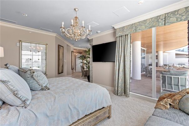 Bedroom, Chandelier, Interior, Recessed Lighting