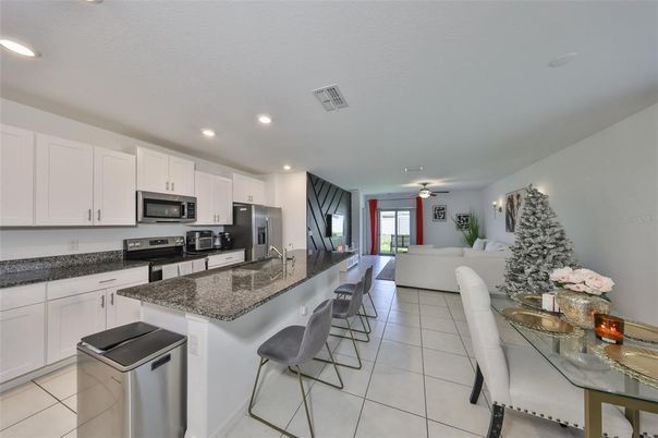 Dining room, Interior, Kitchen, Living room, Recessed Lighting, Stainless Steel Appliances