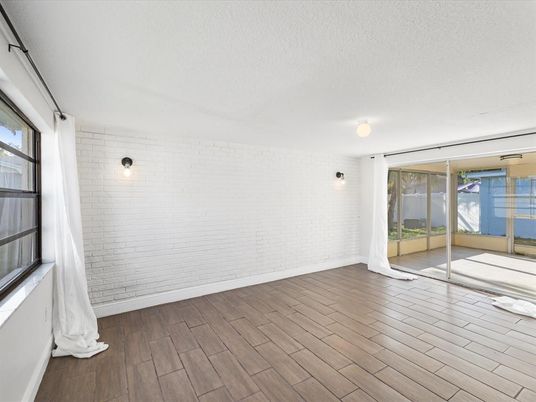 Empty room, Interior, Stone Walls, Wood Texture Flooring