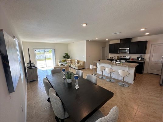 Dining room, Interior, Kitchen, Living room, Recessed Lighting, Stainless Steel Appliances
