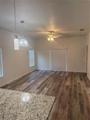 Empty room, Interior, Pendant Lights, Wood Texture Flooring