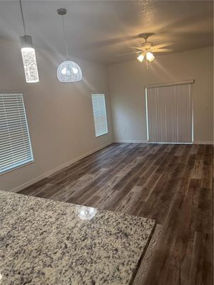 Empty room, Interior, Pendant Lights, Wood Texture Flooring