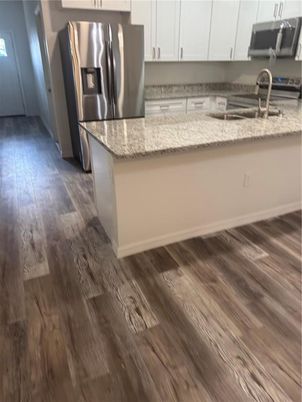 Interior, Kitchen, Stainless Steel Appliances, Wood Texture Flooring