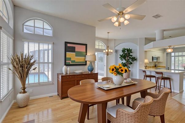 Chandelier, Dining room, Interior, Wood Texture Flooring