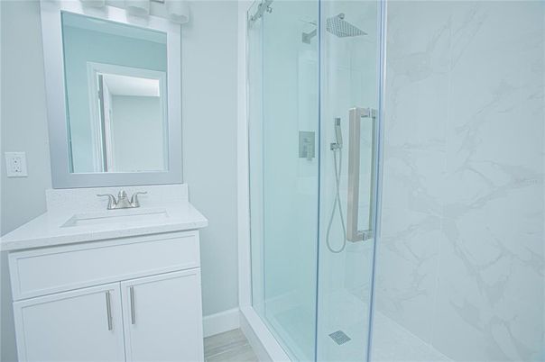 Bathroom, Glass Shower, Interior, Marble Walls