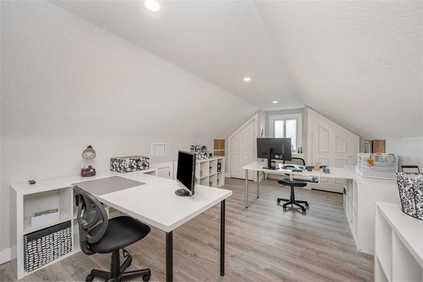 Home Office, Interior, Recessed Lighting, Wood Texture Flooring