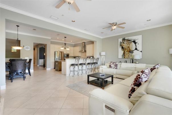Dining room, Interior, Kitchen, Living room, Pendant Lights, Recessed Lighting, Stainless Steel Appliances