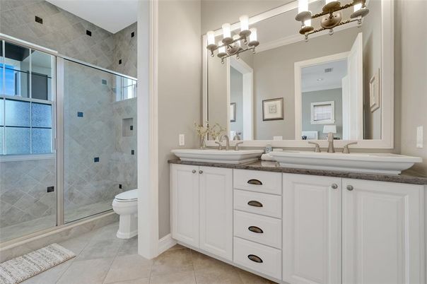 Bathroom, Dual Sink Vanities, Glass Shower, Interior