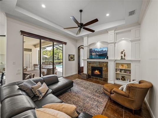 Fireplace, Interior, Living room, Recessed Lighting