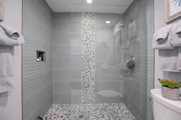 Bathroom, Glass Shower, Interior, Recessed Lighting