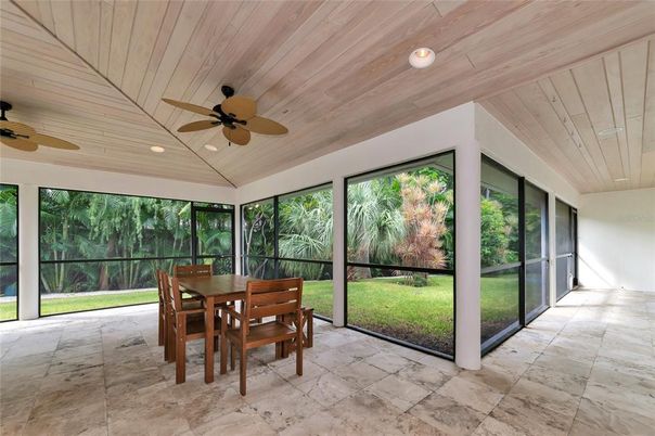 Dining room, Interior, Recessed Lighting, Sun Room, Wooden Ceilings