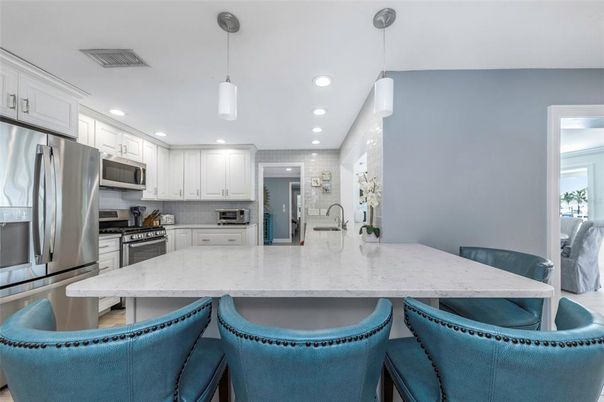 Interior, Kitchen, Pendant Lights, Recessed Lighting, Stainless Steel Appliances