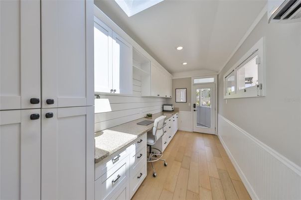 Home Office, Interior, Recessed Lighting, Wood Texture Flooring