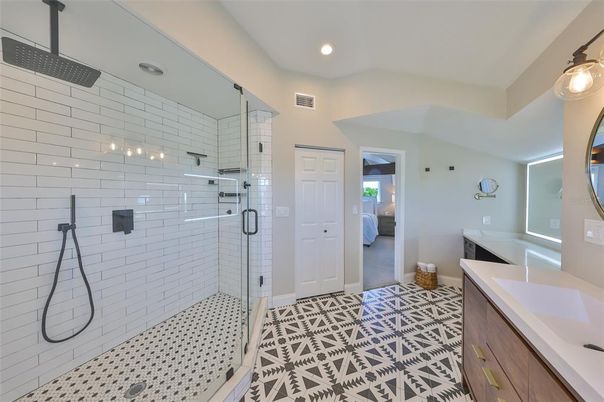 Bathroom, Glass Shower, Interior, Recessed Lighting