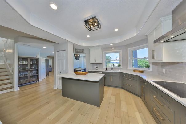 Interior, Kitchen, Recessed Lighting, Wood Texture Flooring