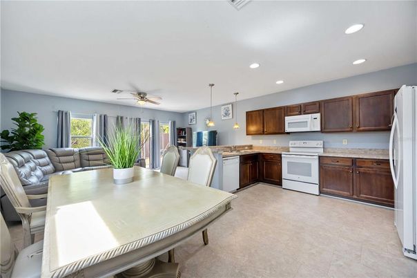 Dining room, Interior, Kitchen, Living room, Pendant Lights, Recessed Lighting