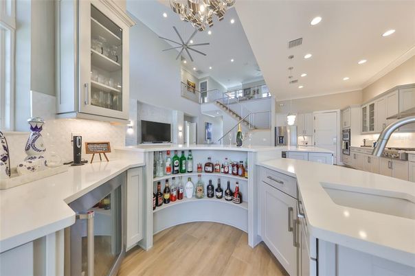 Interior, Kitchen, Pendant Lights, Recessed Lighting, Wood Texture Flooring