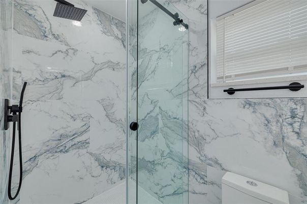 Bathroom, Glass Shower, Interior, Marble Walls