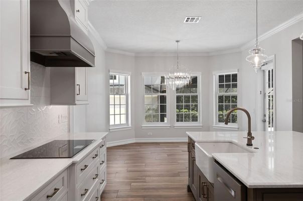 Chandelier, Interior, Kitchen, Pendant Lights, Wood Texture Flooring