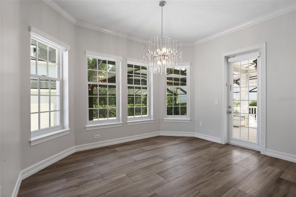 Chandelier, Empty room, Interior, Wood Texture Flooring