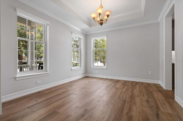 Chandelier, Empty room, Interior, Wood Texture Flooring