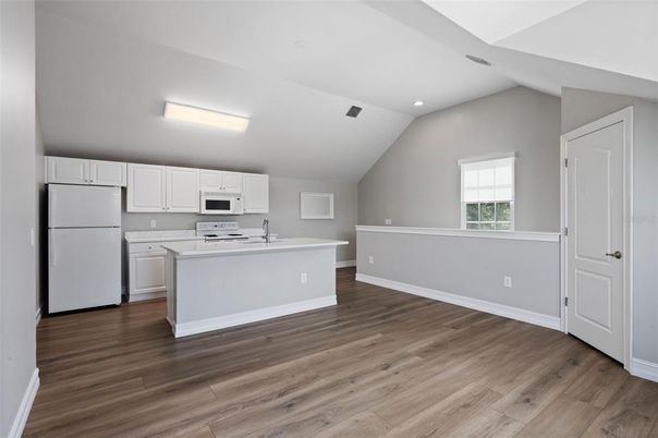 Interior, Kitchen, Recessed Lighting, Wood Texture Flooring