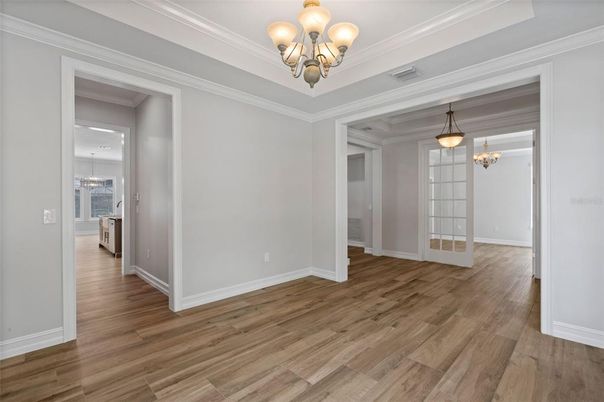 Chandelier, Empty room, Interior, Wood Texture Flooring