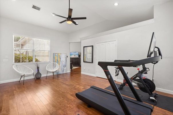 Fitness Equipment, Interior, Recessed Lighting, Wood Texture Flooring