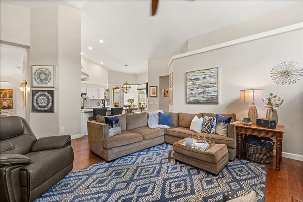 Dining room, Interior, Kitchen, Living room, Pendant Lights, Recessed Lighting, Wood Texture Flooring