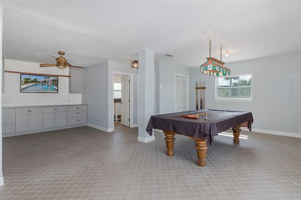 Billiard Table, Game Room, Interior, Pendant Lights