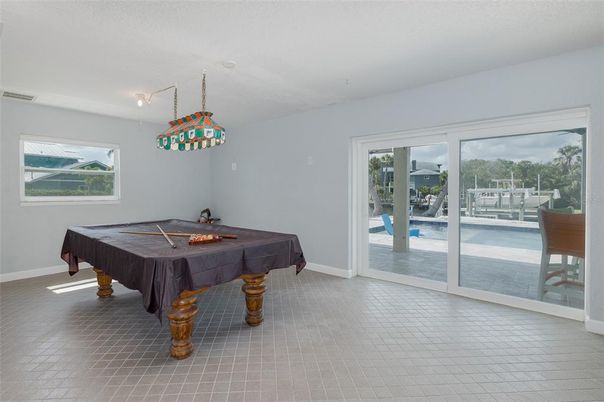 Billiard Table, Game Room, Interior, Pendant Lights