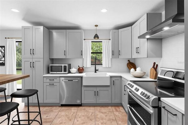 Interior, Kitchen, Pendant Lights, Recessed Lighting, Stainless Steel Appliances