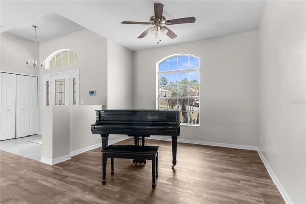 Chandelier, Interior, Piano, Wood Texture Flooring