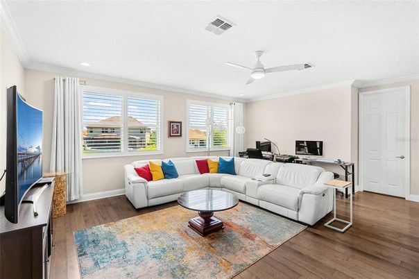 Home Office, Interior, Living room, Recessed Lighting, Wood Texture Flooring