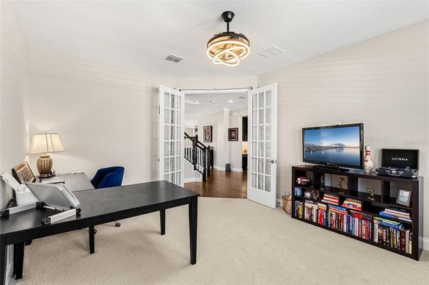 Home Office, Interior, Recessed Lighting, Wood Texture Flooring