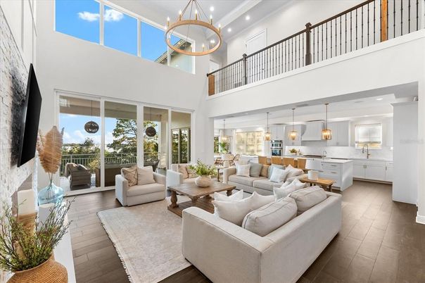 Interior, Kitchen, Living room, Pendant Lights, Recessed Lighting, Wood Texture Flooring