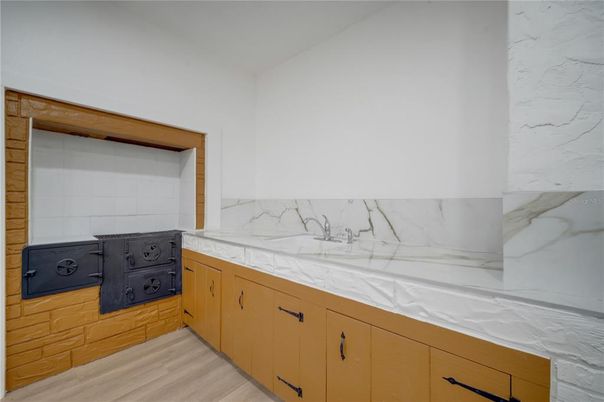 Interior, Marble Walls, Wood Texture Flooring