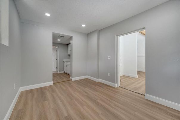 Empty room, Interior, Recessed Lighting, Wood Texture Flooring