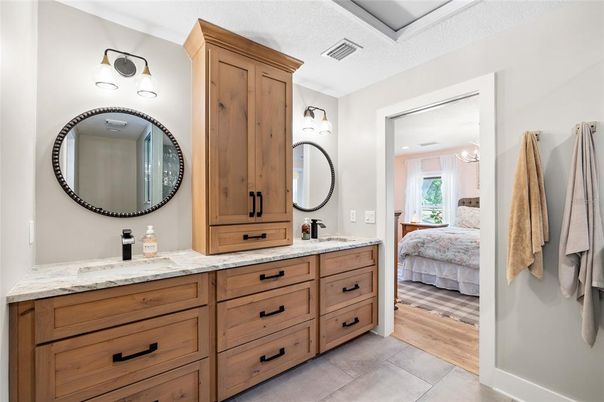 Bathroom, Bedroom, Dual Sink Vanities, Interior, Wood Texture Flooring