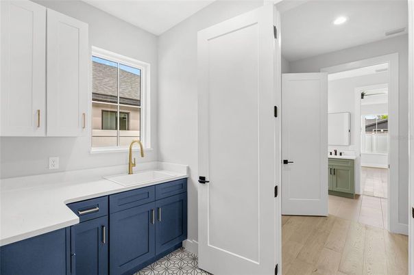 Bathroom, Interior, Recessed Lighting, Wood Texture Flooring